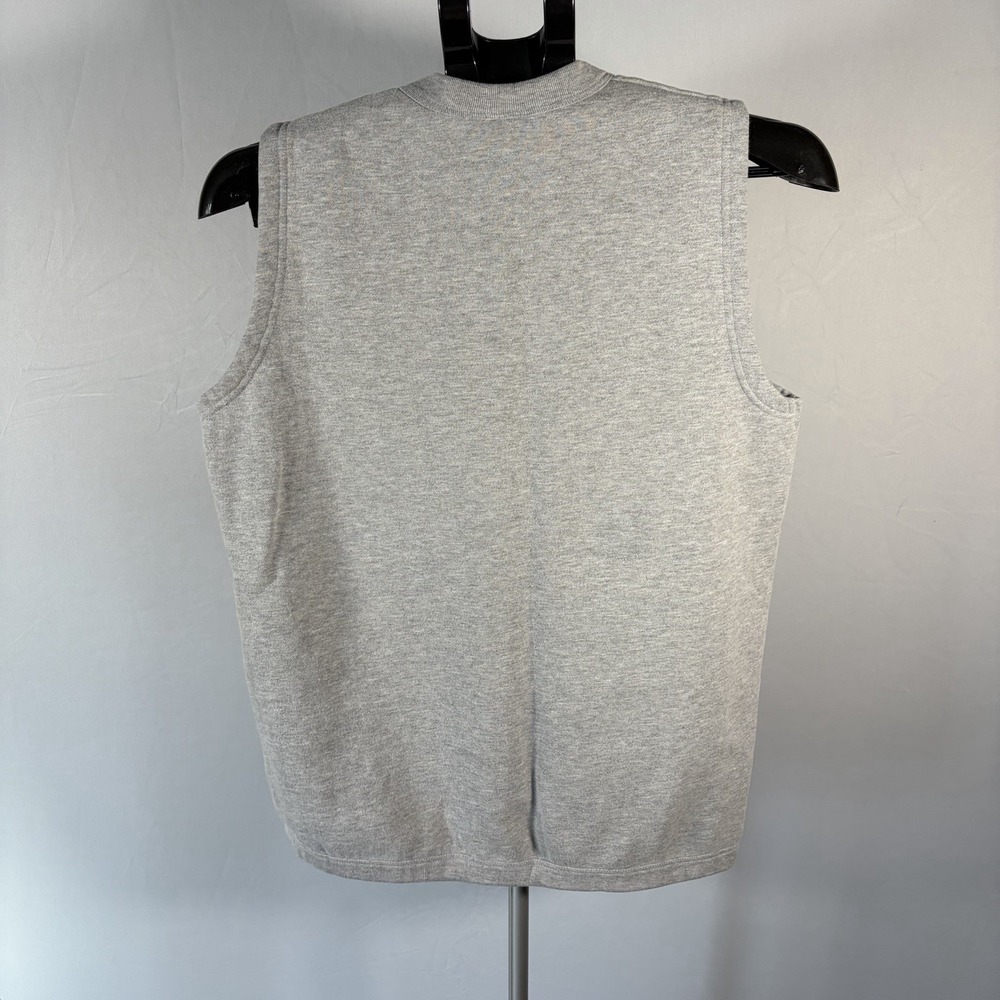 VTG Medium Applieque Floral Gray Sweater Vest 90s Whimsygoth Pockets Cottage - Picture 2 of 11